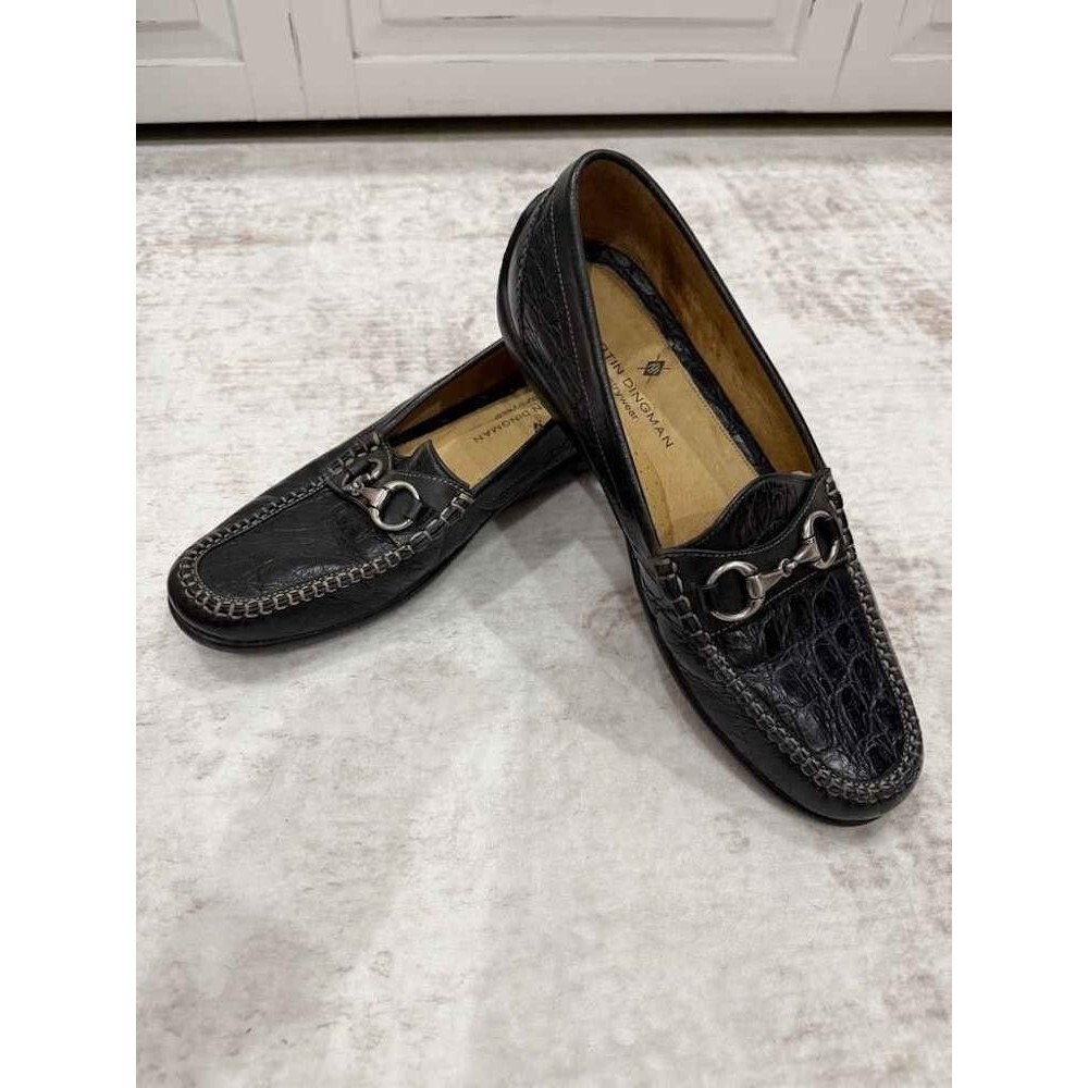 Martin Dingman Saxon Black Croc Leather Bit Loafers 11W